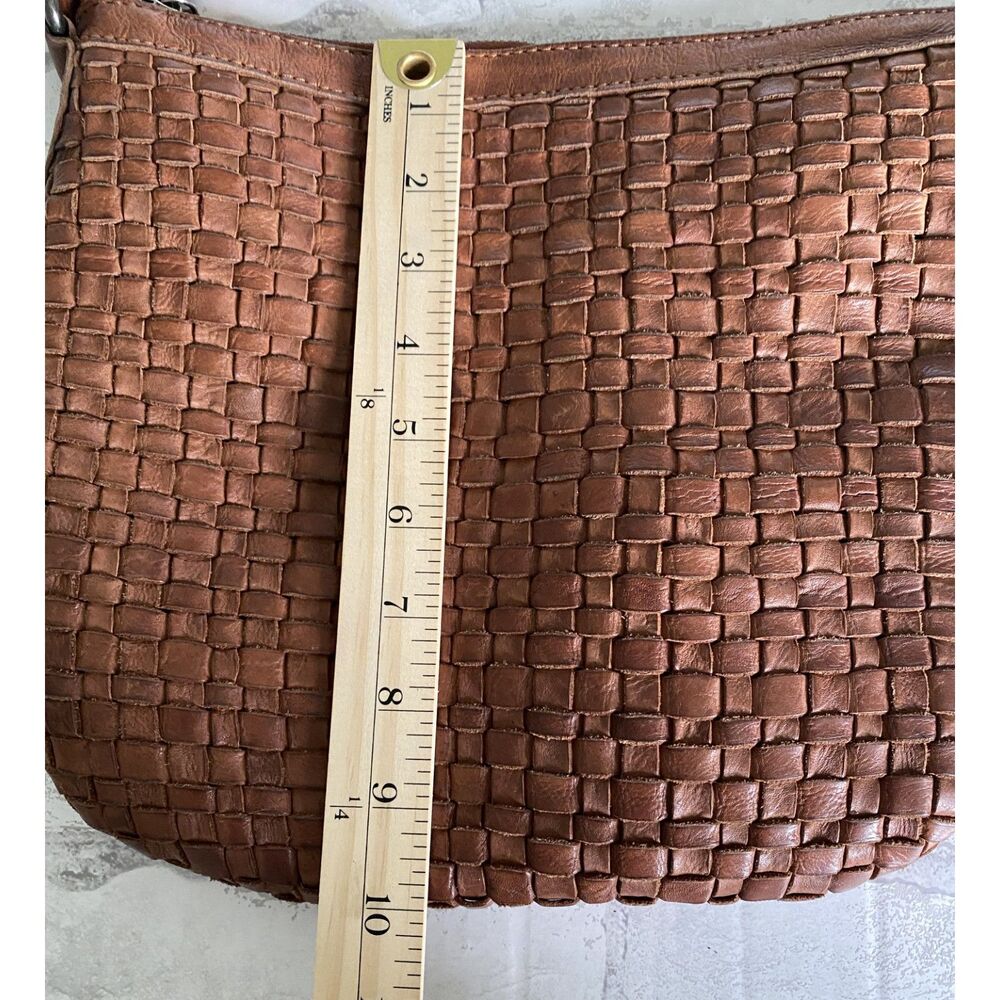 Anthro Vilenca Holland Cognac Leather Woven Crossbody Bag Boho Chic Timeless - Picture 6 of 10